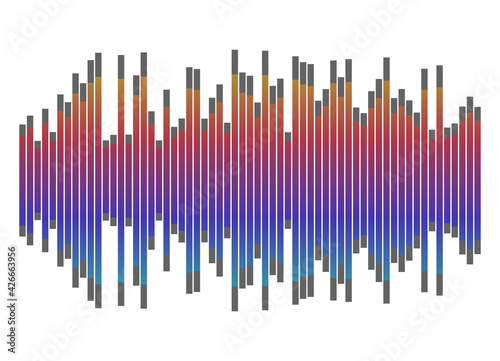 Gray equalizer isolated on white background. Vector illustration. Pulse music player. Audio wave logo. Vector design element Poster of the sound wave template visualization signal Illustration eps 10