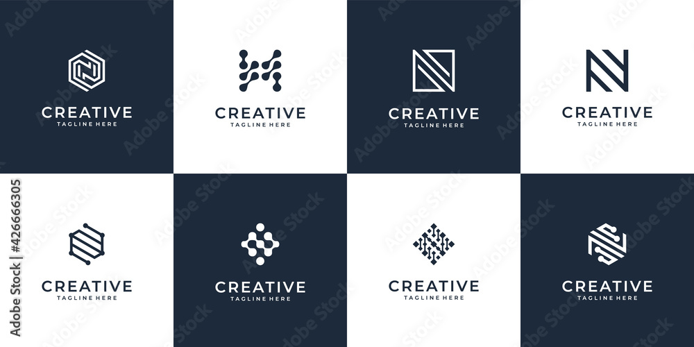 Letter n logo vector design collection for branding company