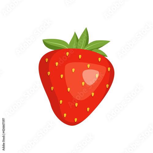 Strawberry red berry icon. Sweet tasty food and snack. Natural product suitable for vegetarians. A source of vitamins and allergies