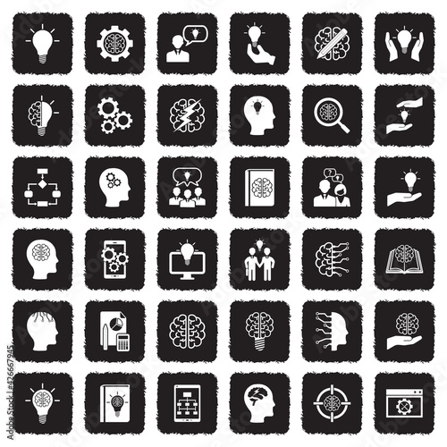 Wallpaper Mural Idea Icons. Grunge Black Flat Design. Vector Illustration. Torontodigital.ca