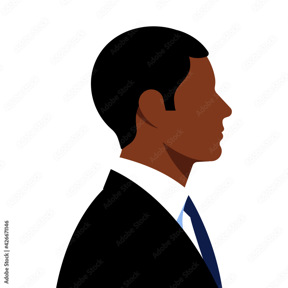 Businessman in suits. One young black man in elegant black suits. The concept of business, stock markets and trading. Modern vector illustration.
