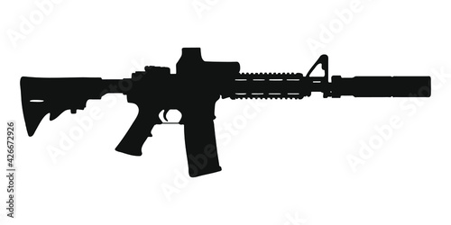 M4 assault rifle with silencer. silhouette 
