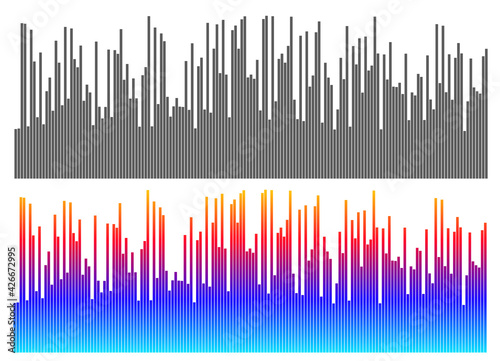Gray equalizer isolated on white background. Vector illustration. Pulse music player. Audio wave logo. Vector design element Poster of the sound wave template visualization signal Illustration eps 10