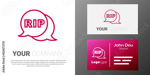 Logotype line Speech bubble rip death icon isolated on white background. Logo design template element. Vector
