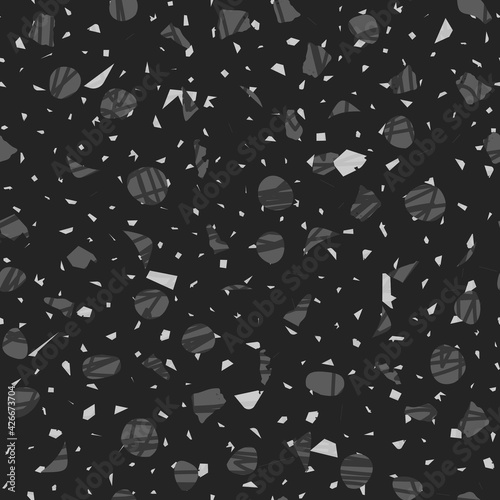 Terrazzo seamless pattern. Black and white classic