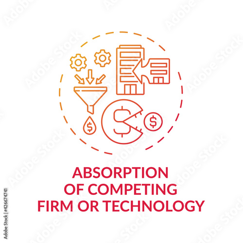 Competing firm and technology absorption concept icon. Takeover idea thin line illustration. Entrepreneurial industry. Transferring assets, liabilities. Vector isolated outline RGB color drawing