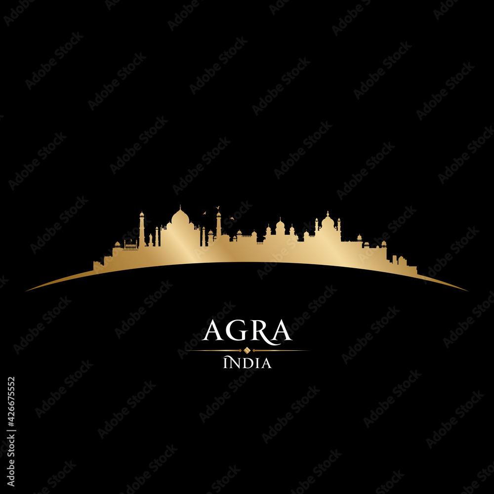 Agra India city silhouette black background