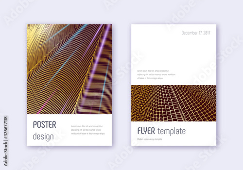 Minimalistic cover design template set. Gold abstr