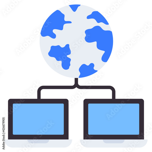 A flat design, icon of connected devices