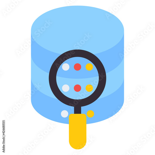 A flat design, icon of search database