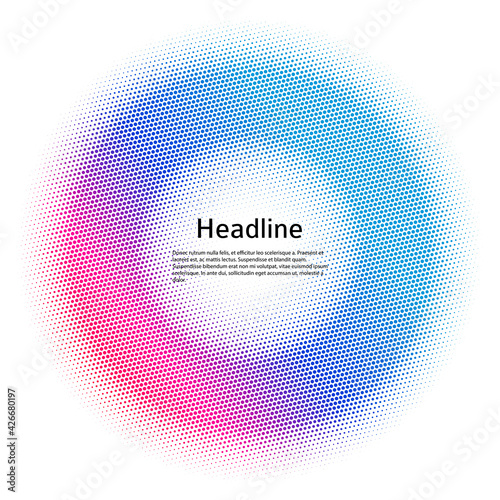 Design elements symbol Editable color halftone frame dot circle pattern on white background. Vector illustration eps 10 frame with black random dots. Round border Icon using halftone circle dots textu