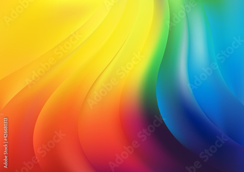 Abstract Red Yellow and Blue Vertical Wave Background Template