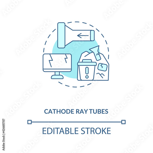 Cathode ray tubes concept icon. E-waste component idea thin line illustration. Computer monitor, screen, processor, scanner, old TV. Vector isolated outline RGB color drawing. Editable stroke