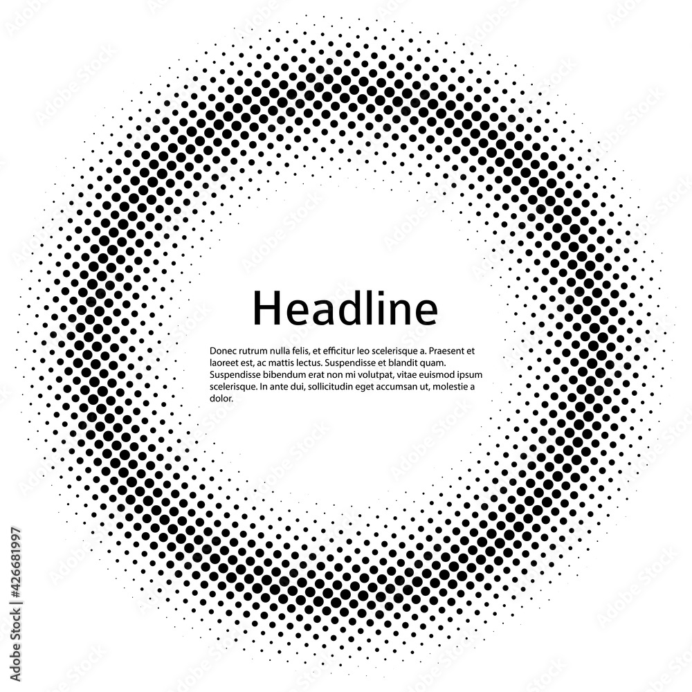 Design elements symbol Editable color halftone frame dot circle pattern on white background. Vector illustration eps 10 frame with black random dots. Round border Icon using halftone circle dots textu Design elements symbol Editable color halftone frame dot circle pattern on white background. Vector illustration eps 10 frame with black random dots. Round border Icon using halftone circle dots textu