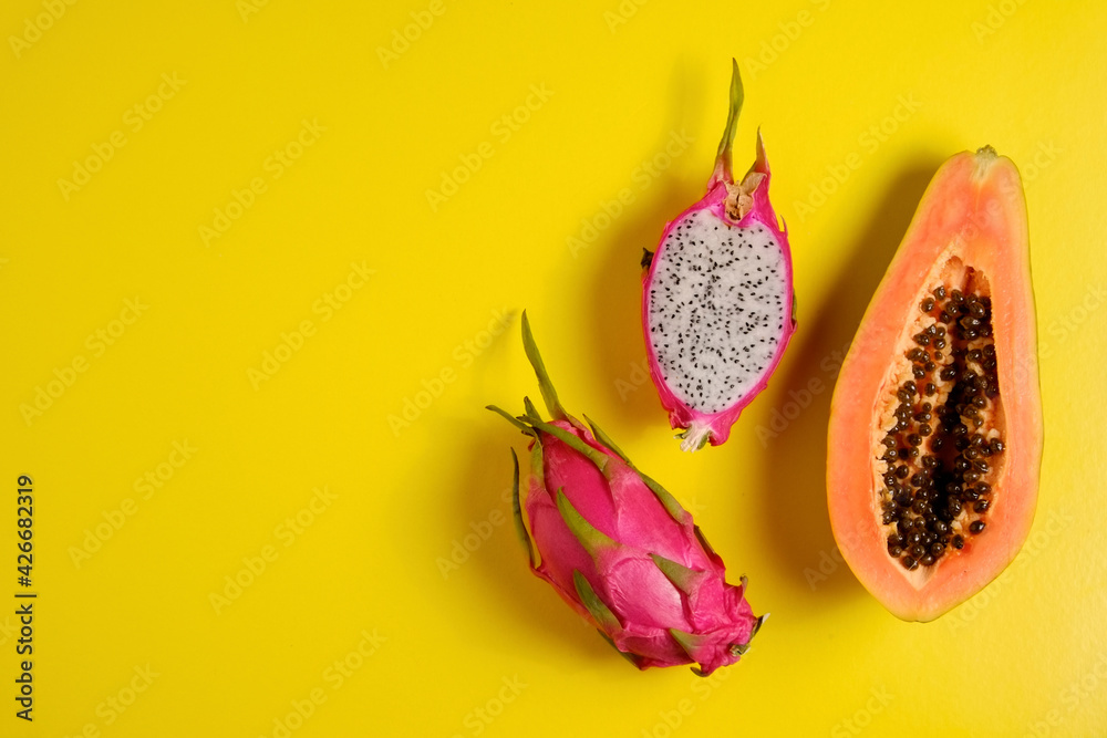 Papaya and pitaya exotic lowcalorie nutrientdense fruits with high amount of fiber and