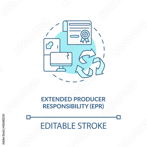 Extended producer responsibility concept icon. E-waste reduction initiative idea thin line illustration. Manufacturers and importers duty. Vector isolated outline RGB color drawing. Editable stroke