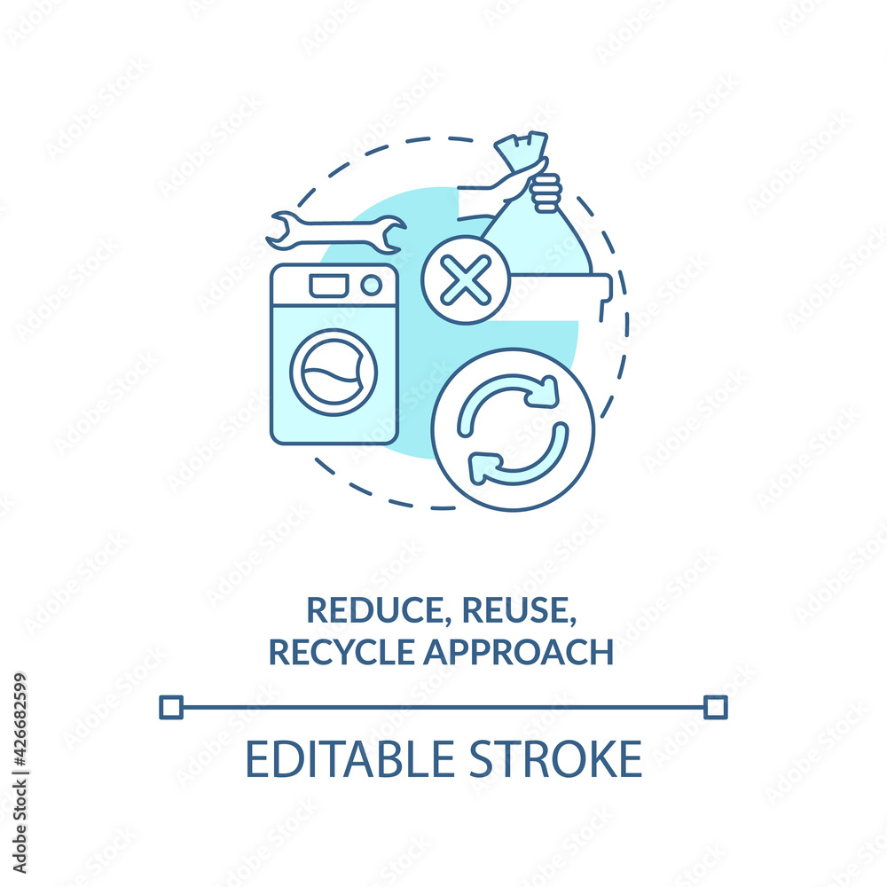 Reduce, reuse, recycle approach concept icon. E-waste reduction ...