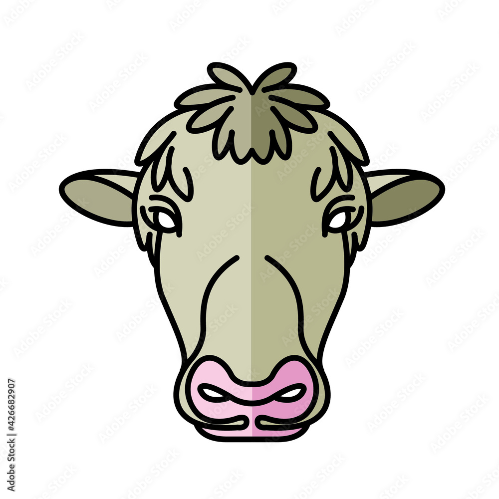 isolated bull head vector icon