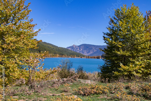 A wonderful view of Lake Doxa in Corinthia, Peloponnese, Greece