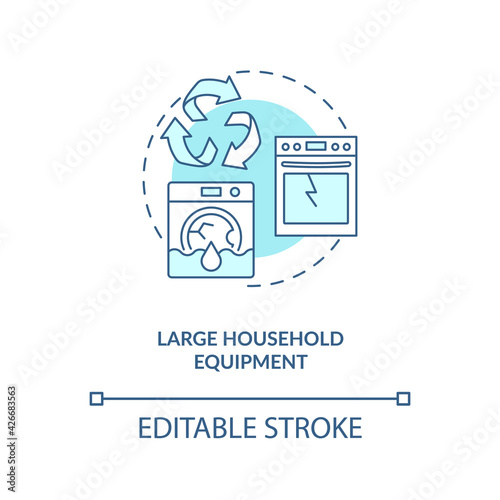 Large household equipment concept icon. E-waste category idea thin line illustration. Electric stoves. Unwanted bulk appliances. Vector isolated outline RGB color drawing. Editable stroke