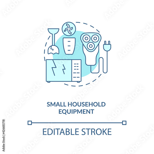 Small household equipment concept icon. E-waste category idea thin line illustration. Small electrical and electronic appliances. Vector isolated outline RGB color drawing. Editable stroke