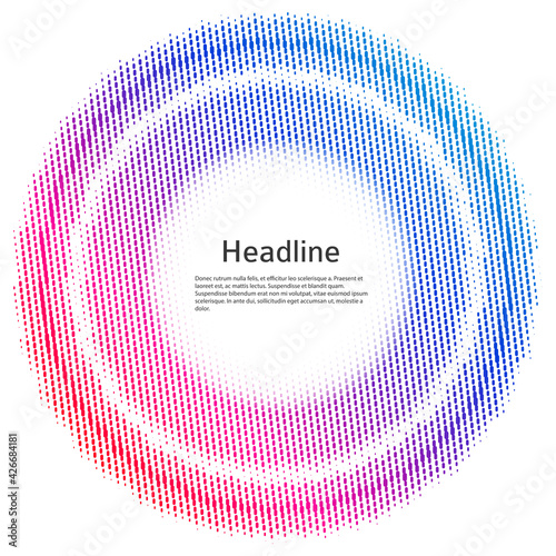 Design elements symbol Editable color halftone frame dot circle pattern on white background. Vector illustration eps 10 frame with black random dots. Round border Icon using halftone circle dots textu