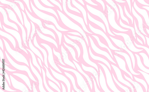 Abstract modern zebra seamless pattern. Animals trendy background. White and pink decorative vector stock illustration for print, card, postcard, fabric, textile. Modern ornament of stylized skin