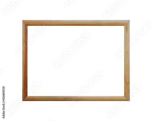 Wood frame or photo frame isolated on the white background. Object with clipping path. Vintage  Retro frame ideal for advertisement background and photography concept. Picture frame isolated on white.