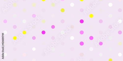 Light pink, yellow vector background with spots.