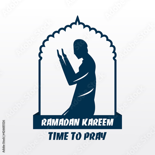 Illustration graphic vector of Muslim Prayer, Ramadan Kareem, time to pray.