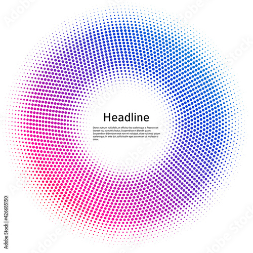 Design elements symbol Editable color halftone frame dot circle pattern on white background. Vector illustration eps 10 frame with black random dots. Round border Icon using halftone circle dots textu