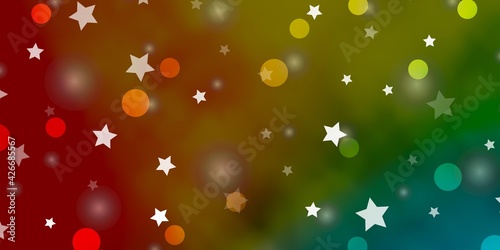 Light Blue  Yellow vector background with circles  stars.