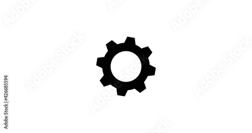 Gear set. Black gear wheel icons on white background. Alpha Luma Matte included. 4k video