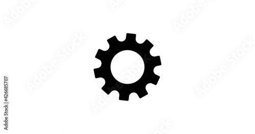 Gear set. Black gear wheel icons on white background. Alpha Luma Matte included. 4k video
