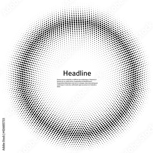 Design elements symbol Editable color halftone frame dot circle pattern on white background. Vector illustration eps 10 frame with black random dots. Round border Icon using halftone circle dots textu