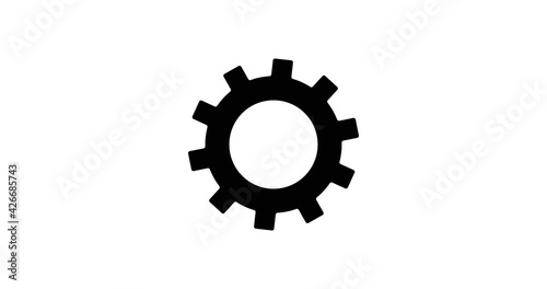 Gear set. Black gear wheel icons on white background. Alpha Luma Matte included. 4k video