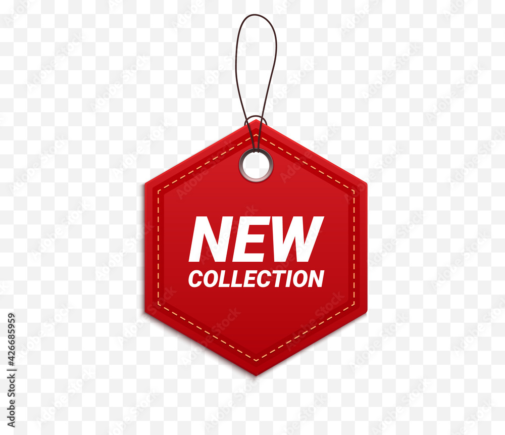 Red tag isolated. new collection label. Vector illustration
