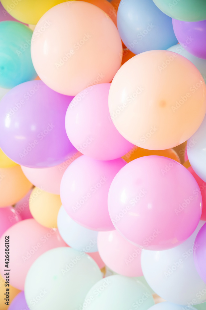 colorful balloons in pastel shades, festive background colorful balloons in pastel shades, festive background