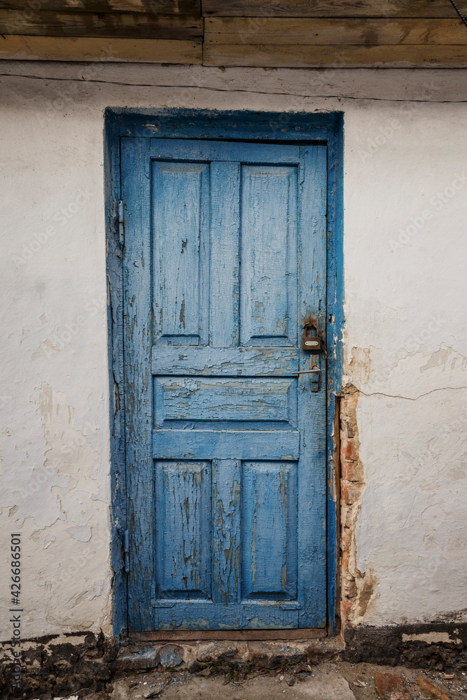 Closed Old vintage wood Door