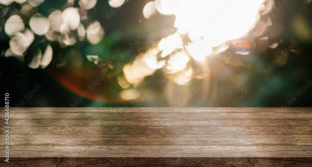 Empty wooden table top and green nature blur background for display product.. Empty wooden table top and green nature blur background for display product..
