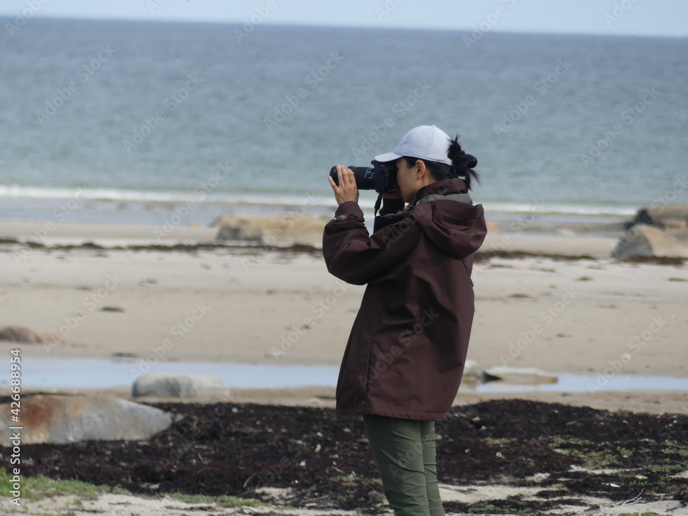 Obraz premium photographer on the beach