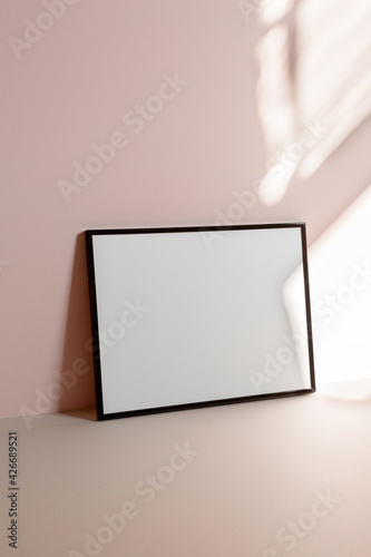 Fototapeta Naklejka Na Ścianę i Meble -  Art Mockup Black Frame Landscape Sunshine