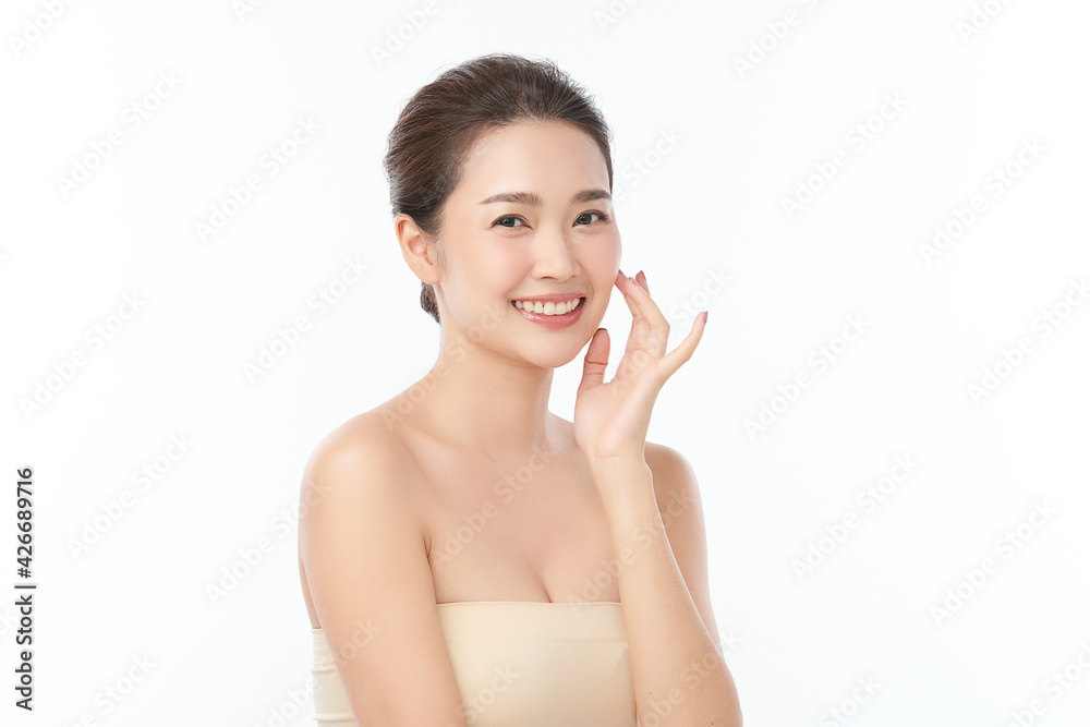 Beautiful young asian woman with clean fresh skin on white background, Face care, Facial treatment, Cosmetology, beauty and spa, Asian women portrait Beautiful young asian woman with clean fresh skin on white background, Face care, Facial treatment, Cosmetology, beauty and spa, Asian women portrait