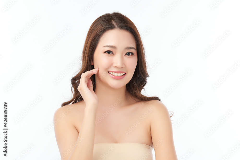 Beautiful young asian woman with clean fresh skin on white background, Face care, Facial treatment, Cosmetology, beauty and spa, Asian women portrait Beautiful young asian woman with clean fresh skin on white background, Face care, Facial treatment, Cosmetology, beauty and spa, Asian women portrait