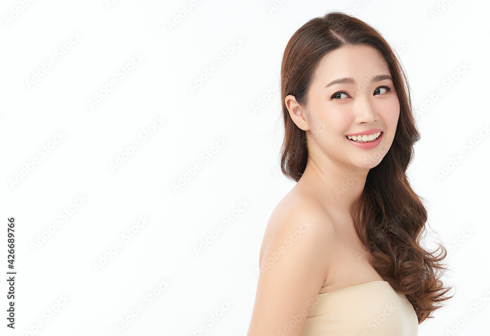 Beautiful young asian woman with clean fresh skin on white background, Face care, Facial treatment, Cosmetology, beauty and spa, Asian women portrait Beautiful young asian woman with clean fresh skin on white background, Face care, Facial treatment, Cosmetology, beauty and spa, Asian women portrait