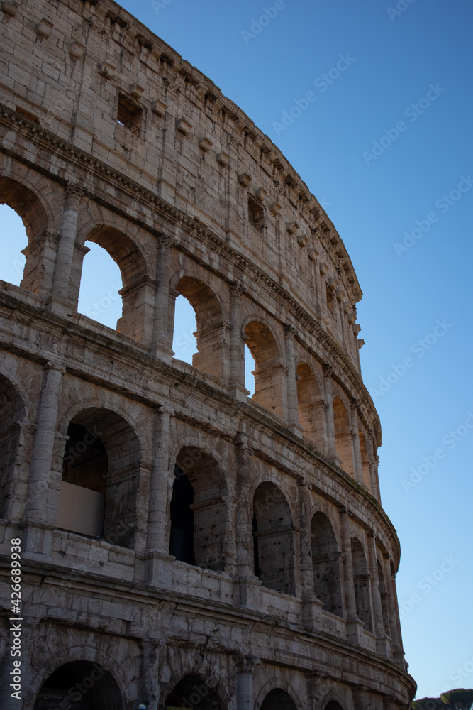 Views of Roman Coliseum, Roman Colosseum, Rome, Lazio. Italy