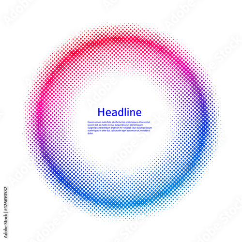 Design elements symbol Editable color halftone frame dot circle pattern on white background. Vector illustration eps 10 frame with black random dots. Round border Icon using halftone circle dots textu