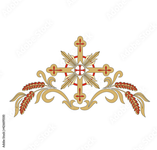 IHS SYMBOLS OF THE CATHOLIC CHURCH, WITH CROSSES DECORATED FOR SACRED DRESSES