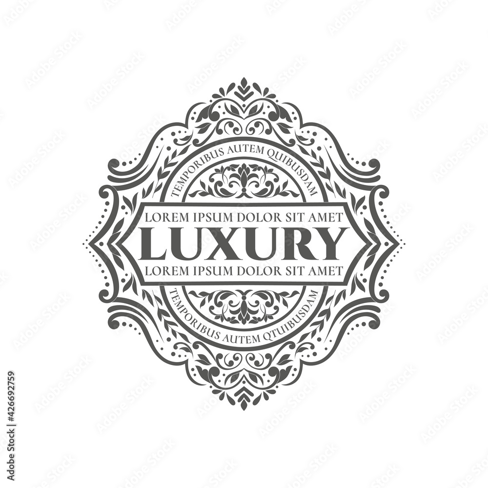Frame with black vector ornament on a white background. Elegant, classic elements. Can be used for jewelry, beauty and fashion industry. Great for logo, emblem, or any desired idea.