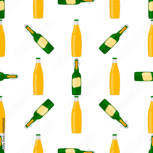 Illustration on theme seamless beer glass bottles with lid for brewery